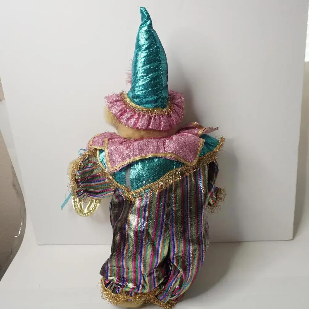 VTG Harlequin Jester Teddy Bear Plush Mardi Gras Masquerade Clown‎ Costume 22